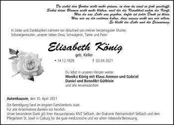 Traueranzeige von Elisabeth König von Neue Presse Coburg