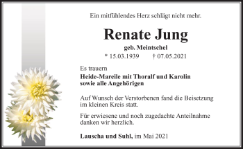 Traueranzeige von Renate Jung von Südthüringer Presse