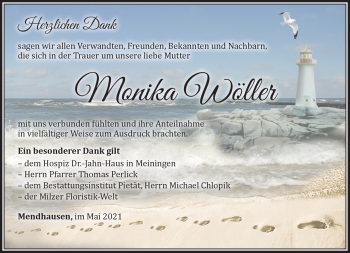 Traueranzeige von Monika Wöller von Südthüringer Presse