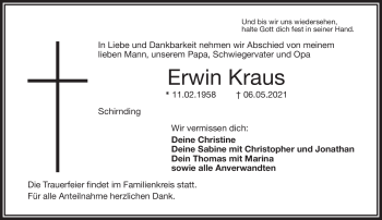 Traueranzeige von Erwin Kraus von Frankenpost