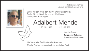 Traueranzeige von Adalbert Mende von Neue Presse Coburg