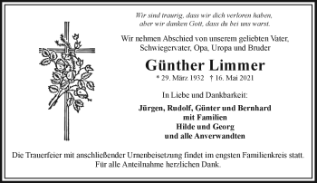 Traueranzeige von Günther Limmer von Frankenpost