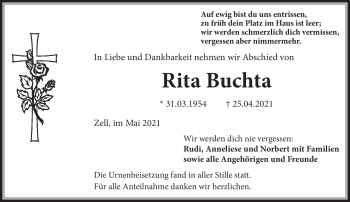 Traueranzeige von Rita Buchta von Frankenpost