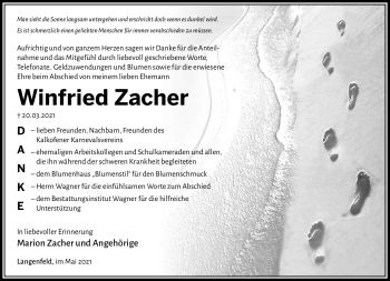 Traueranzeige von Winfried Zacher von Südthüringer Presse