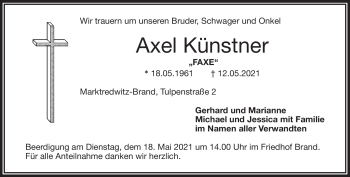Traueranzeige von Axel Künstner von Frankenpost
