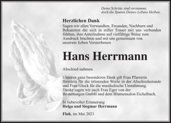 Traueranzeige von Hans Herrmann von Südthüringer Presse