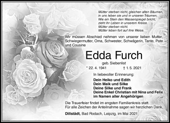 Traueranzeige von Edda Furch von Südthüringer Presse
