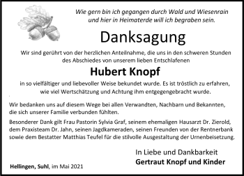 Traueranzeige von Hubert Knopf von Neue Presse Coburg
