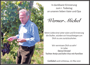 Traueranzeige von Werner Michel von Südthüringer Presse
