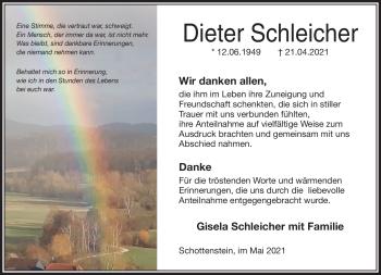 Traueranzeige von Dieter Schleicher von Neue Presse Coburg