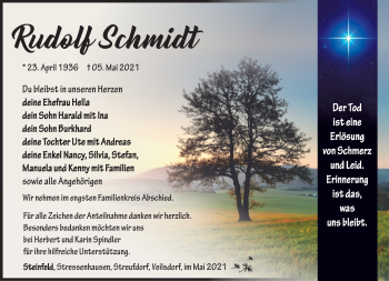 Traueranzeige von Rudolf Schmidt von Südthüringer Presse