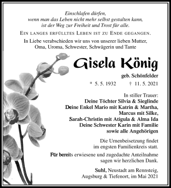 Traueranzeige von Giseal König von Südthüringer Presse