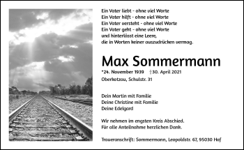 Traueranzeige von Max Sommermann von Frankenpost