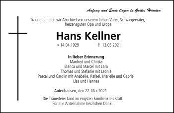 Traueranzeige von Hans Kellner von Neue Presse Coburg