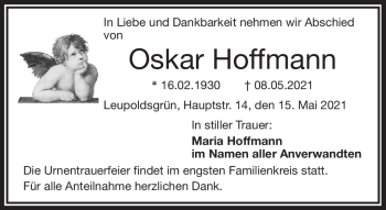 Traueranzeige von Oskar Hoffmann von Frankenpost