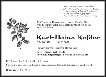 Traueranzeige von Karl-Heinz Keßler von Südthüringer Presse