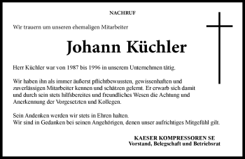 Traueranzeige von Johann Küchler von Neue Presse Coburg