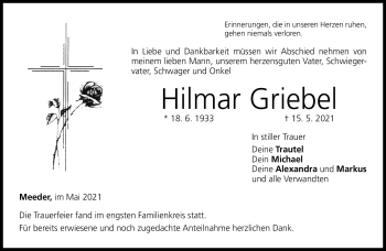 Traueranzeige von Hilmar Griebel von Neue Presse Coburg