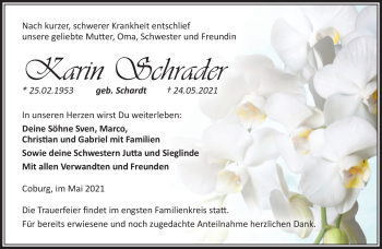 Traueranzeige von Karin Schrader von Neue Presse Coburg