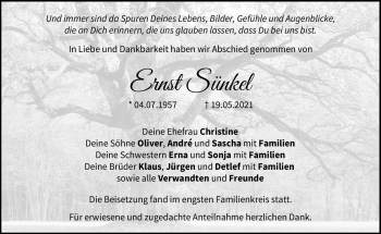Traueranzeige von Ernst Sünkel von Neue Presse Coburg