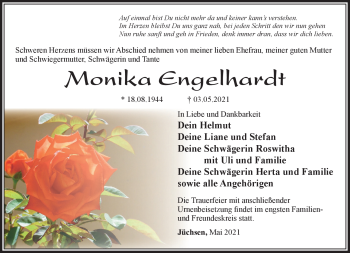 Traueranzeige von Monika Engelhardt von Südthüringer Presse