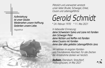 Traueranzeige von Gerold Schmidt von Südthüringer Presse