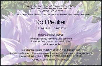 Traueranzeige von Karl Peuker von Neue Presse Coburg