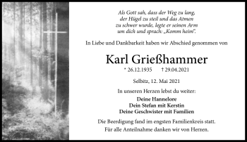 Traueranzeige von Karl Grießhammer von Frankenpost