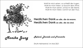 Traueranzeige von Monika Jung von Südthüringer Presse