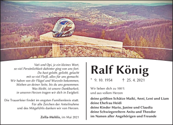 Traueranzeige von Ralf König von Südthüringer Presse