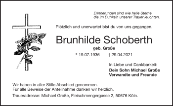 Traueranzeige von Brunhilde Schoberth von Frankenpost