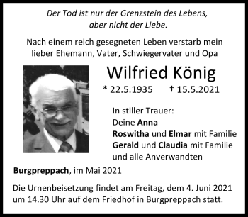 Traueranzeige von Wilfried König von Neue Presse Coburg