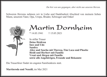 Traueranzeige von Martin Dornheim von Südthüringer Presse