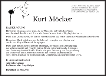 Traueranzeige von Kurt Möcker von Südthüringer Presse