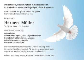 Traueranzeige von Herbert Möller von Südthüringer Presse