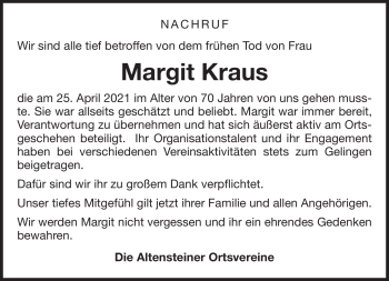 Traueranzeige von Margit Kraus von Neue Presse Coburg