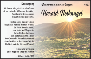 Traueranzeige von Harald Nothnagel von Südthüringer Presse