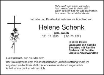 Traueranzeige von Helene Schenk von Neue Presse Coburg