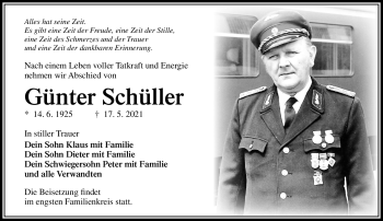 Traueranzeige von Günter Schüller von Südthüringer Presse