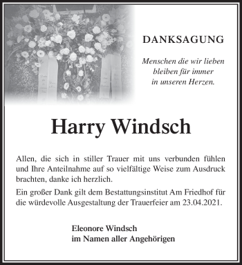 Traueranzeige von Harry Windsch von Südthüringer Presse