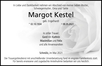 Traueranzeige von Margot Kestel von Neue Presse Coburg