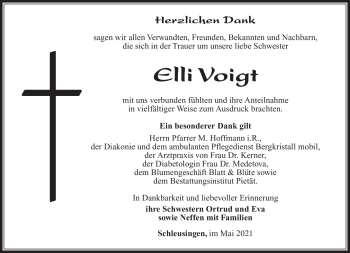 Traueranzeige von Elli Voigt von Südthüringer Presse