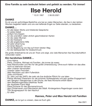 Traueranzeige von Ilse Herold von Neue Presse Coburg