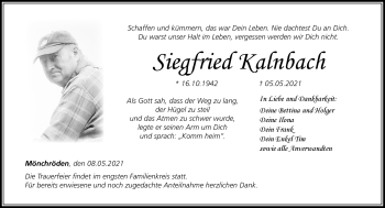 Traueranzeige von Siegfried Kalnbach von Neue Presse Coburg