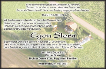 Traueranzeige von Egon Stern von Südthüringer Presse
