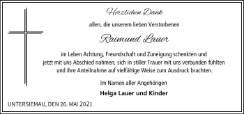Traueranzeige von Raimund Lauer von Neue Presse Coburg
