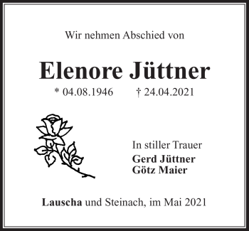 Traueranzeige von Eleonore Jüttner von Südthüringer Presse