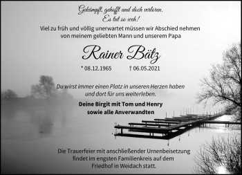 Traueranzeige von Rainer Bätz von Neue Presse Coburg