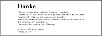 Traueranzeige von Peter Janson von Neue Presse Coburg