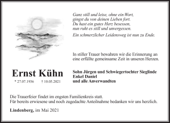 Traueranzeige von Ernst Kühn von Südthüringer Presse